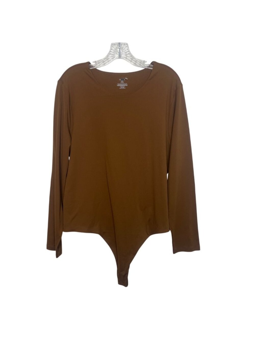 Long Sleeve Bodysuit Womens XXXL Brown Scoop Neck New WOT